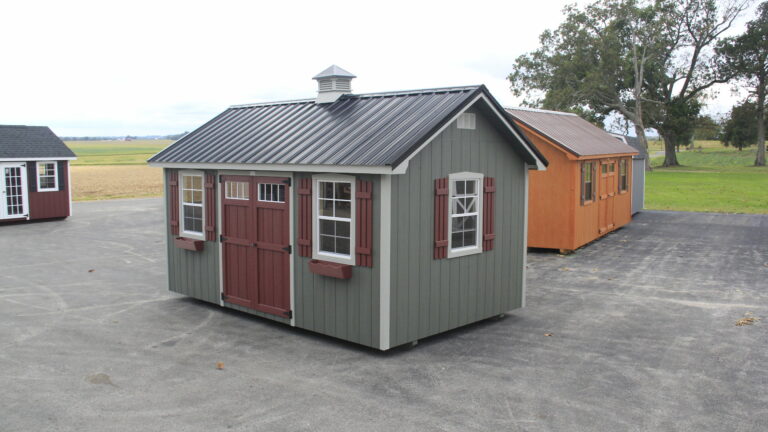 10x16 lancaster shed in nashville patramsome doors, flower boxes, cupola, metal roof for 7 12 page 