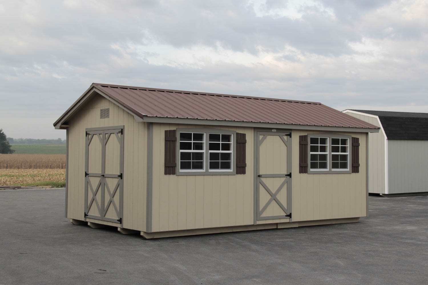 12x20 beige a frame shed with doors and window