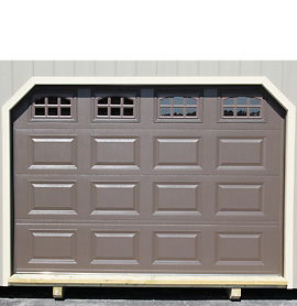 colored and cascade garage doors for outdoor storage building