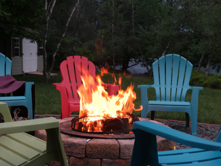 outdoor stone firepit idea for pre built cabins
