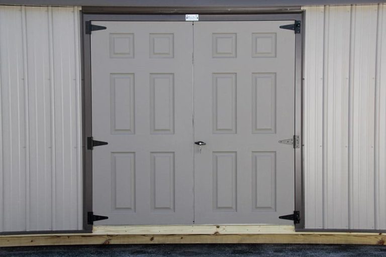 double doors on a storage building