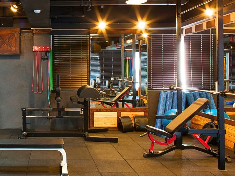 portable finished building turned into a gym shed for working out