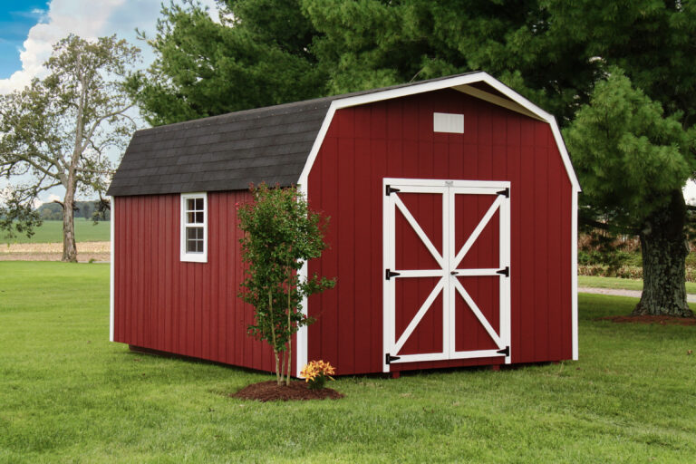 red 12 x 24 deluxe barn shed
